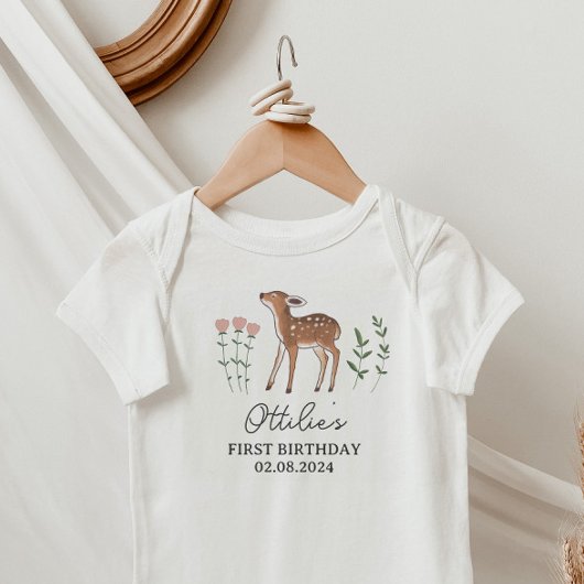 Woodland Fawn Flowers Birthday Romper
