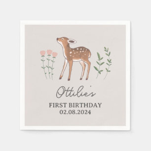 Woodland Fawn Flowers Birthday Servet
