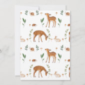 Woodland Fawn Flowers Birthday Uitnodiging (Achterkant)