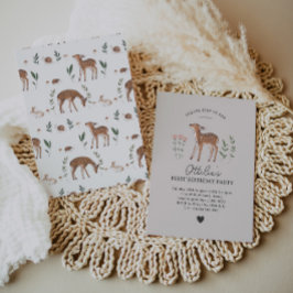 Woodland Fawn Flowers Birthday Uitnodiging