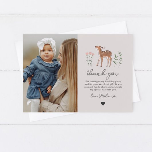 Woodland Fawn Flowers Foto Hartelijk dank Kaart