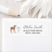 Woodland Fawn Flowers Return Address Etiket (Insitu)