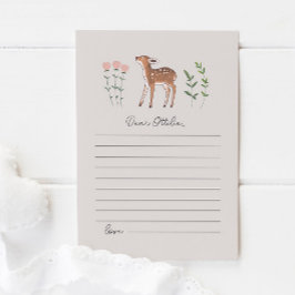 Woodland Fawn Flowers Time Capsule Note Kaart