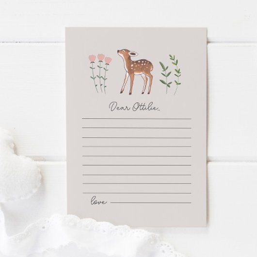 Woodland Fawn Flowers Time Capsule Note Kaart
