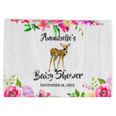 Woodland Fawn Herten Waterverf Bloemen Baby shower Groot Cadeauzakje (Achterkant)