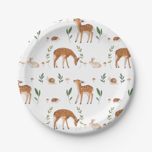 Woodland Fawn Rabbit Snagelpapier Borden Papieren Bordje (Voorkant)