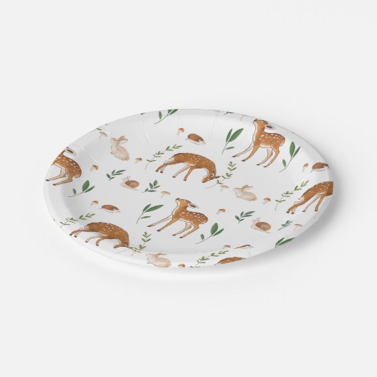 Woodland Fawn Rabbit Snagelpapier Borden Papieren Bordje (Gekanteld)