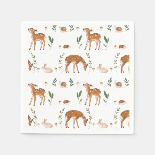 Woodland Fawn Rabbit Snagelpapier Borden Servet (Voorkant)