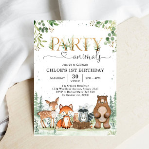 Woodland Feest Dieren Jongens Verjaardagsuitnodigi Kaart