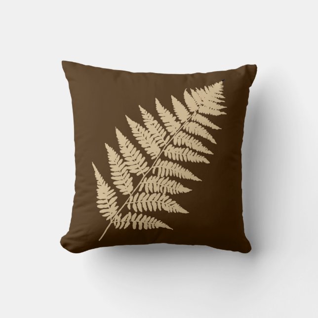 Woodland Fern 1, Brown and Beige Kussen (Voorkant)