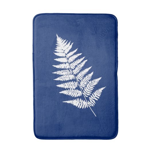Woodland Fern 1, Cobalt Blue en White Badmat (Voorkant Verticaal)