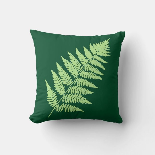 Woodland Fern 1, Emerald and Light Green Kussen (Voorkant)