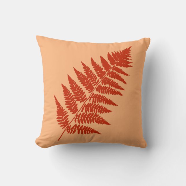 Woodland Fern 1, Mandarin Oranje Kussen (Voorkant)