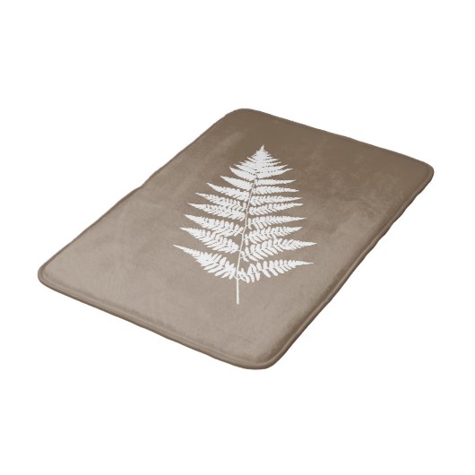 Woodland Fern 1, Taupe Tan en White Badmat (Gekanteld)