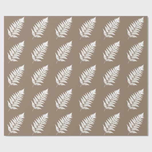 Woodland Fern 1, Taupe Tan en White Cadeaupapier (Vlak)