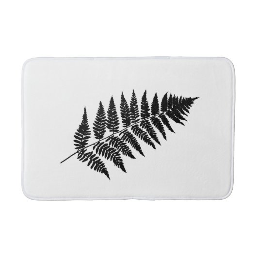 Woodland Fern 1, zwart en wit Badmat (Voorkant)