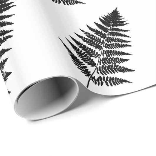Woodland Fern 1, zwart en wit Cadeaupapier (Rol Hoek)