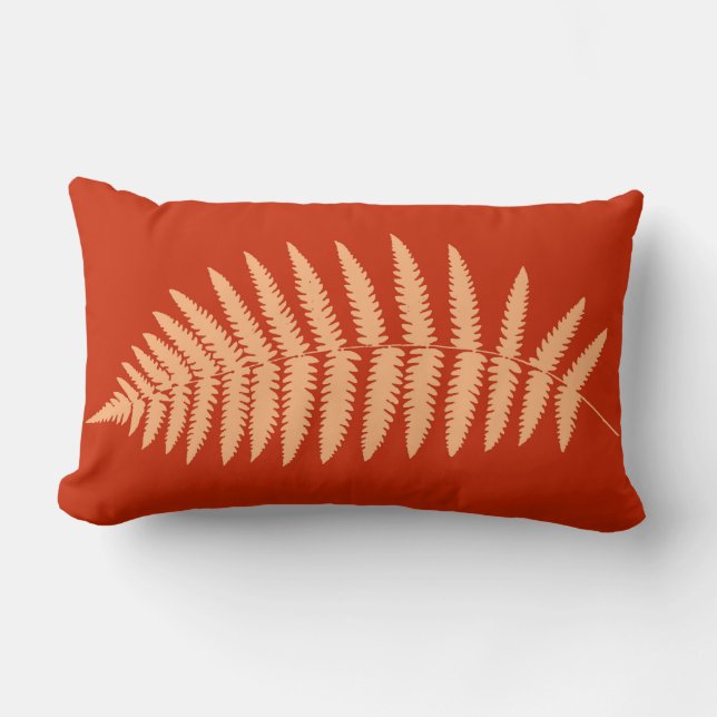 Woodland Fern 2, Mandarin Oranje Kussen (Voorkant)