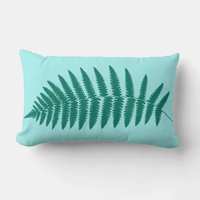 Woodland Fern 2, Turquoise en Aqua Kussen (Voorkant)