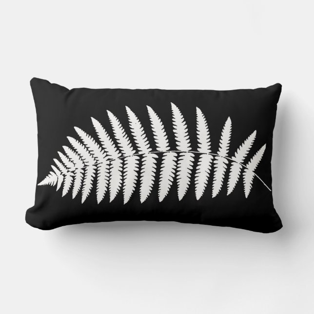 Woodland Fern 2, White en Black Kussen (Voorkant)