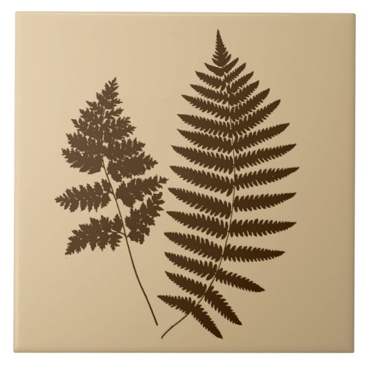 Woodland Fern, Beige en Dark Brown Tegeltje (Voorkant)