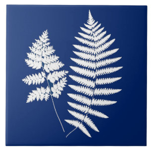 Woodland Fern, Cobalt Blue en White Tegeltje