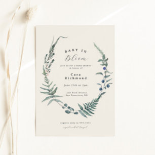 Woodland Fern Forest Berry Baby shower Kaart