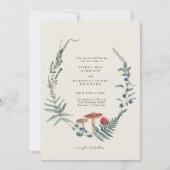 Woodland Fern Forest Red Mushroom Weddenschap Kaart (Voorkant)