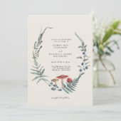 Woodland Fern Forest Red Mushroom Weddenschap Kaart (Staand voorkant)