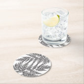 Woodland Fern Frond Silhouettes Ronde Kartonnen Onderzetter (Insitu)