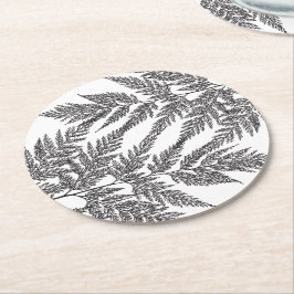 Woodland Fern Frond Silhouettes Ronde Kartonnen Onderzetter