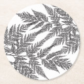 Woodland Fern Frond Silhouettes Ronde Kartonnen Onderzetter (Voorkant)