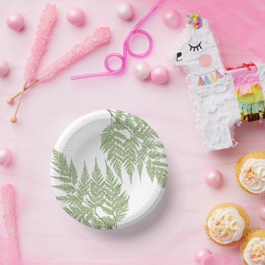 Woodland Fern Fronds Silhouette Paper Borden Papieren Kommen (Feest)