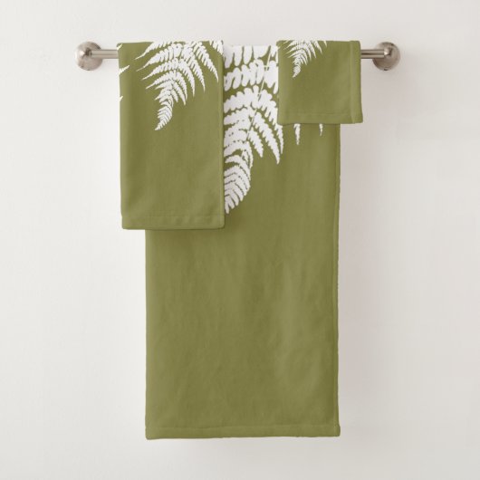 Woodland Fern Leaf aangepaste achtergrond kleuren Bad Handdoek (Insitu)