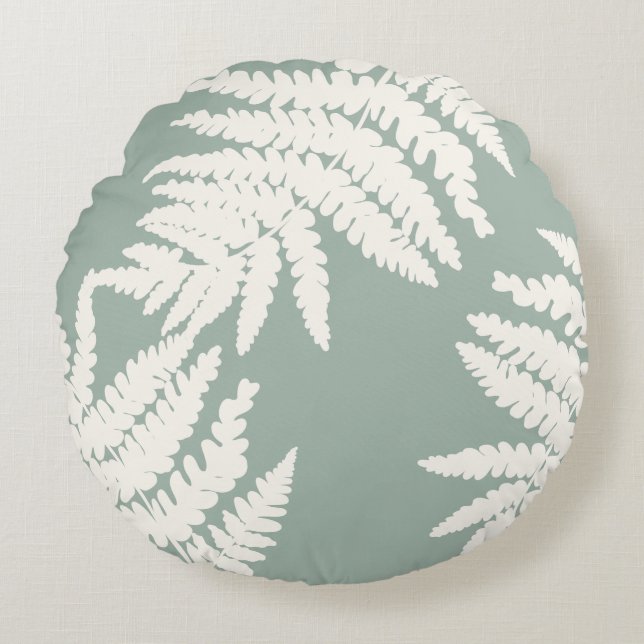 Woodland Fern Leaf aangepaste achtergrond kleuren Rond Kussen (Voorkant)