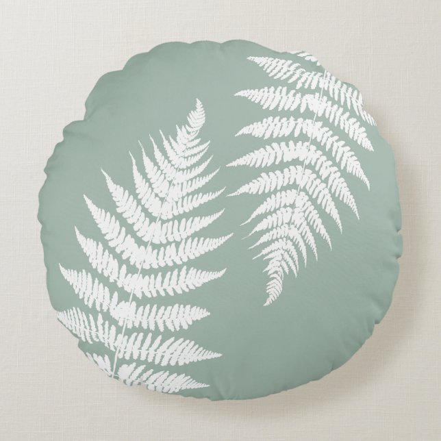 Woodland Fern Leaf aangepaste achtergrond kleuren Rond Kussen (Voorkant)