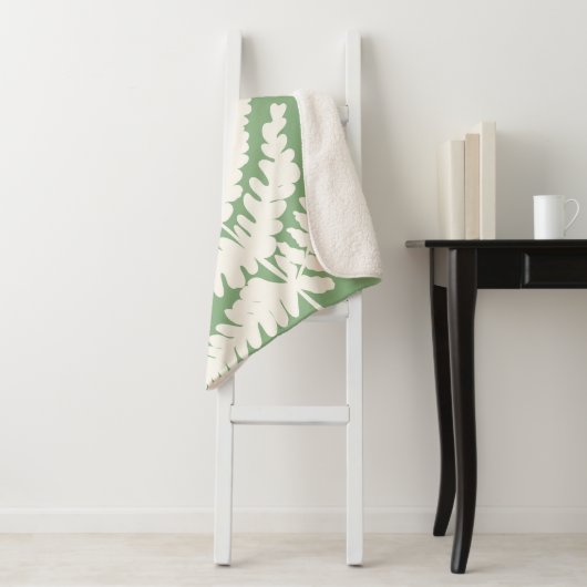 Woodland Fern Leaf aangepaste achtergrond kleuren Sherpa Deken (In situ)