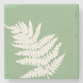 Woodland Fern Leaf aangepaste achtergrond kleuren Stenen Onderzetter (Voorkant)