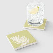 Woodland Fern Leaf aangepaste achtergrond kleuren Stenen Onderzetter (Zijkant)