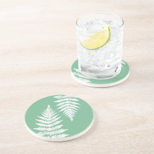 Woodland Fern Leaf aangepaste achtergrond kleuren Zandsteen Onderzetter