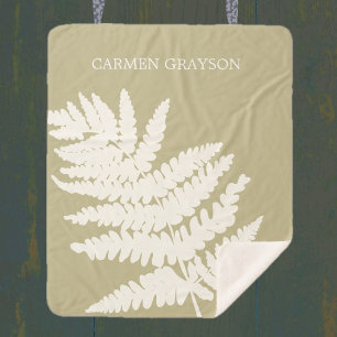 Woodland Fern Leaf Aangepaste naam en kleuren Sherpa Deken