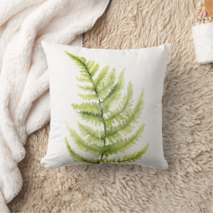Woodland Fern Leaf Botanische Waterverf groen Kussen