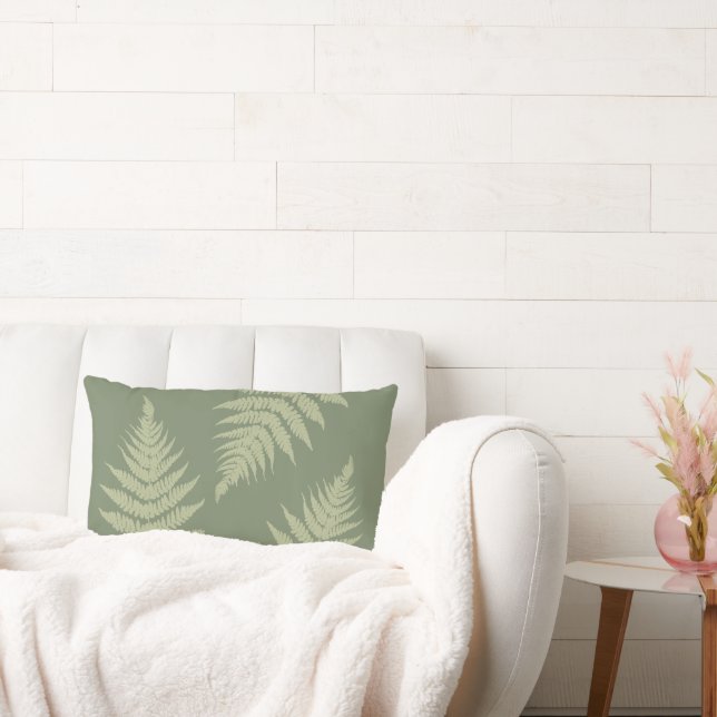 Woodland Fern Leves Aangepaste Achtergrond Kleuren Kussen (Bank)