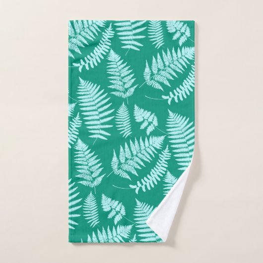 Woodland Fern Pattern, Aqua en Turquoise Bad Handdoek (Handdoek)