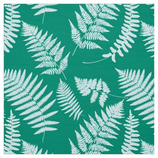 Woodland Fern Pattern, Aqua en Turquoise Stof (Swatch)