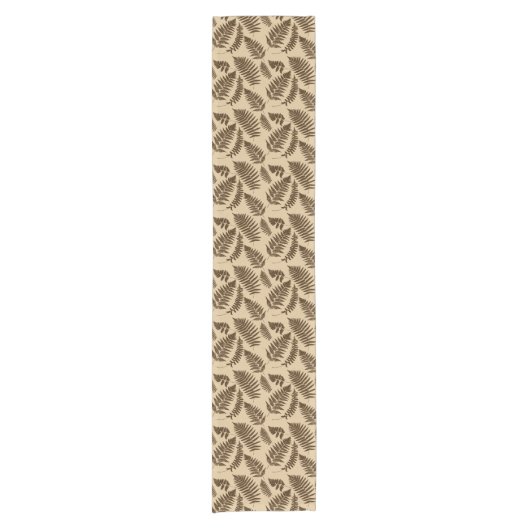 Woodland Fern Pattern, Beige and Dark Brown Korte Tafelloper (Voorkant)