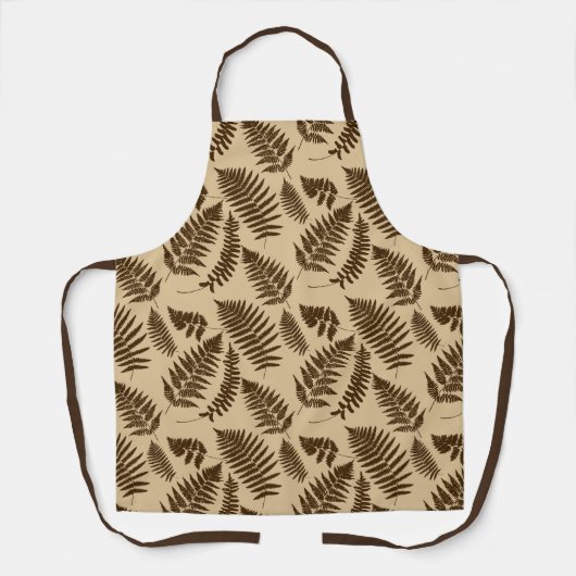 Woodland Fern Pattern, Beige and Dark Brown Schort (Voorkant)