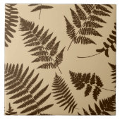 Woodland Fern Pattern, Beige and Dark Brown Tegeltje (Voorkant)