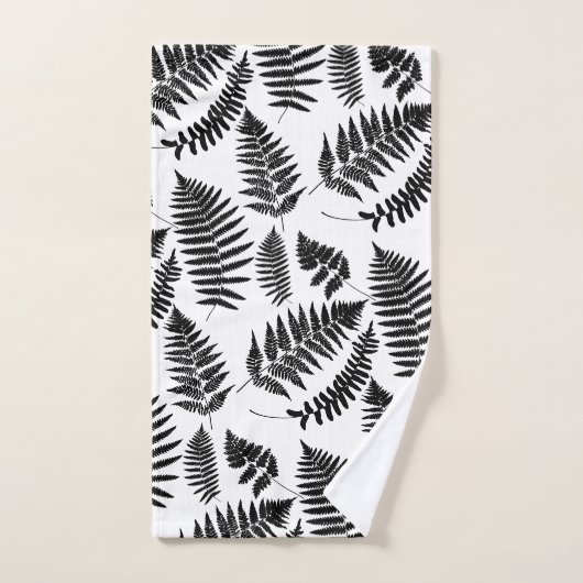 Woodland Fern Pattern, Black and White Bad Handdoek (Handdoek)