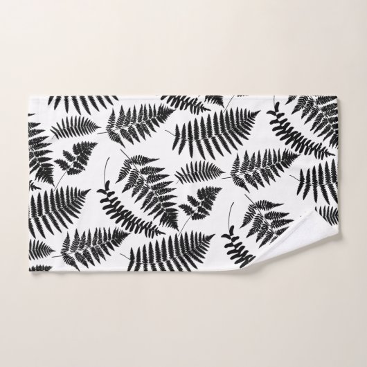 Woodland Fern Pattern, Black and White Bad Handdoek (Handdoek)